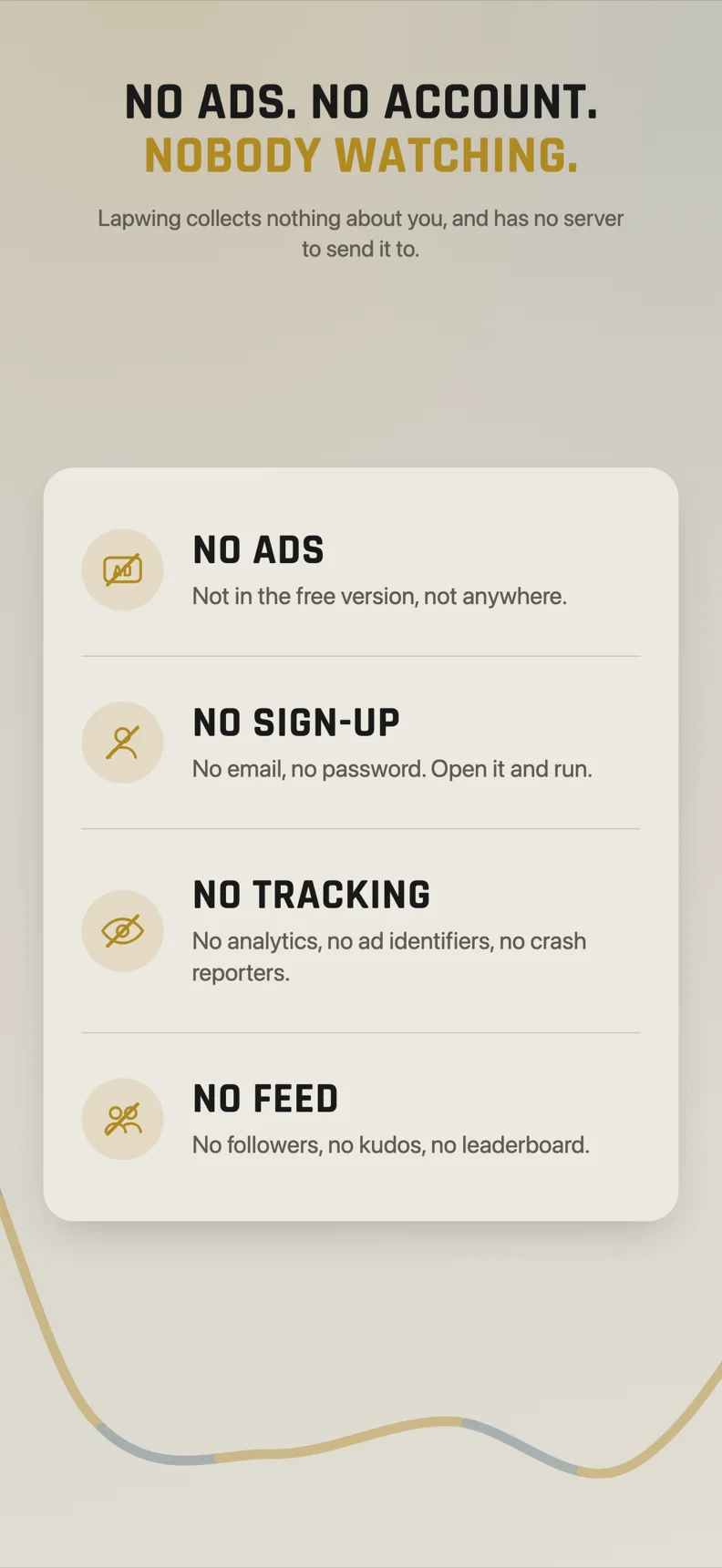 No ads, no sign-up, no tracking, no feed